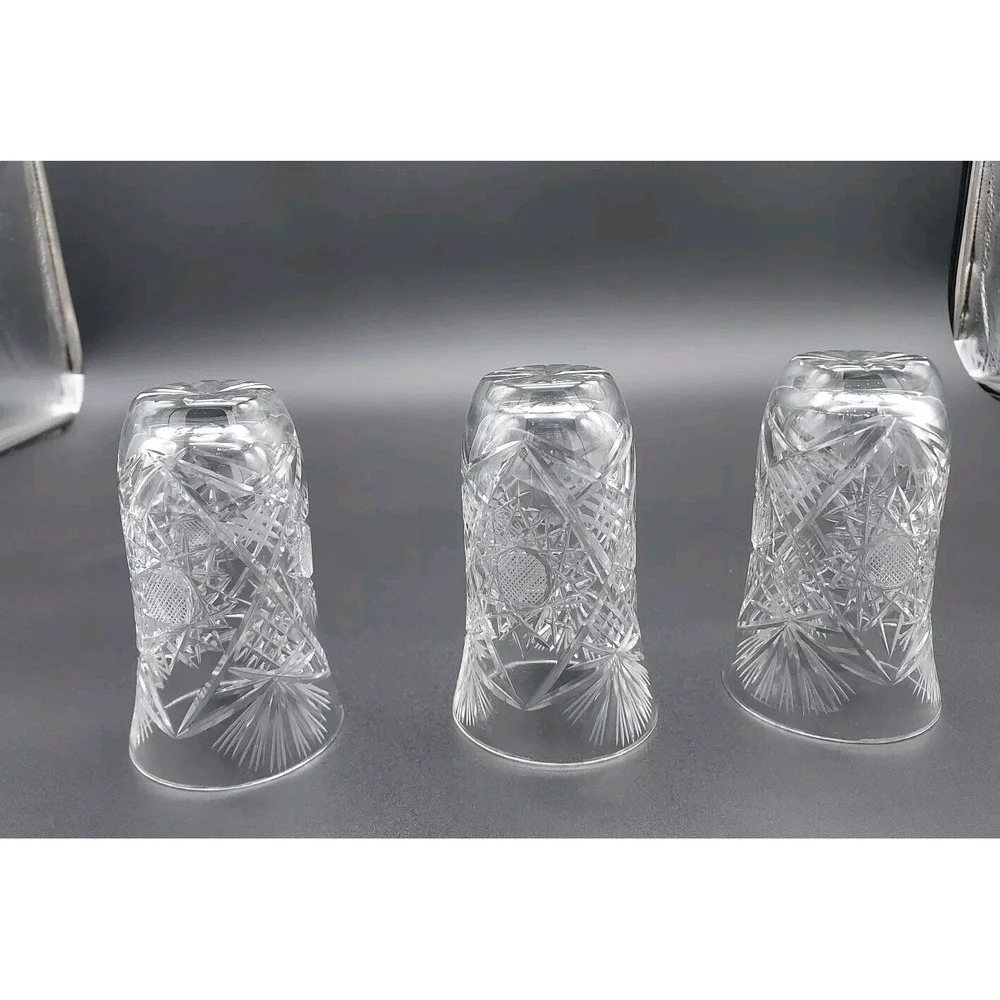 Vintage Lot of 3 Cut Glass Juice Glasses,‎ 4.5